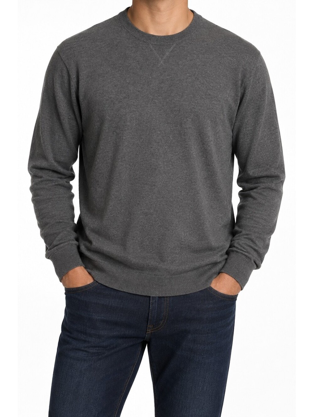Wallin & Bros Men’s Large Gray Cotton Cashmere Crewneck Sweater